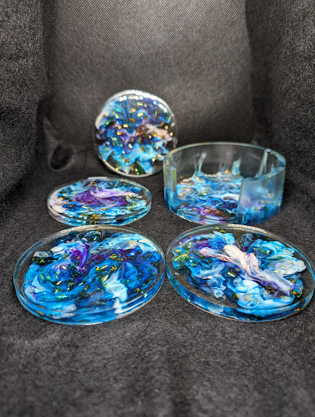 4 Piece Coaster Set with Holder (Acrylic)