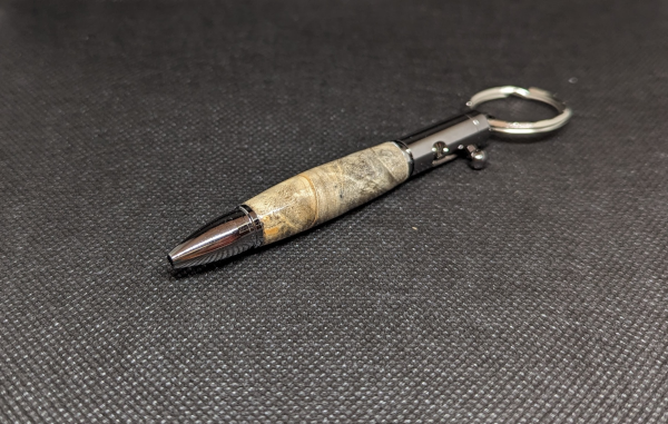 Grey Burl Mini Bolt Action Pen Key Chain (wood)